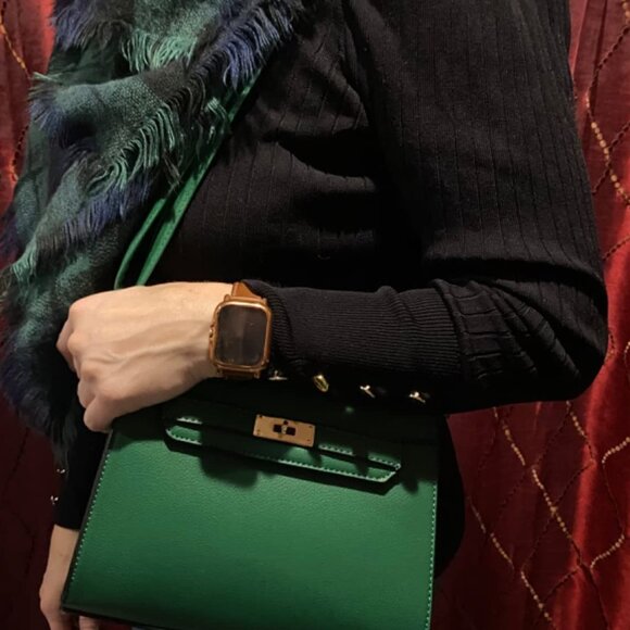 Neiman Marcus Top Handle Vegan Leather Satchel Bag - Picture 3 of 7